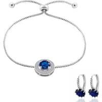 Crystal Bracelet And Earrings Set - Blue