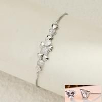 Linked Heart Bracelet And Earrings Set - Silver