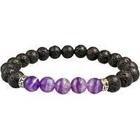 Unisex Chakra Purple Bead Bracelet - Black