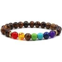 Unisex Chakra Colourful Bead Bracelet - Brown