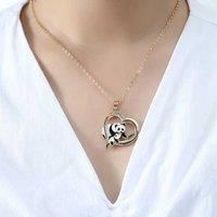 Silver Heart-Shaped Panda Necklace