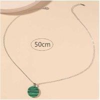 Green Gemstone Round Stripe Necklace