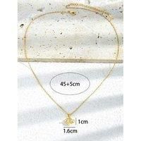 Gold Tone Planet Hollow Pendant Necklace - Silver