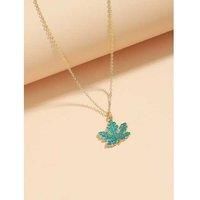 Silver-Tone Blue Maple Leaf Necklace