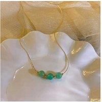 Gold-Tone Three Jade Beads Necklace - Silver