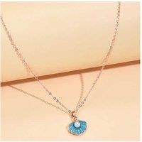 Rose Gold Blue Shell Pearl Necklace