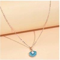 Rose Gold Blue Shell Pearl Necklace