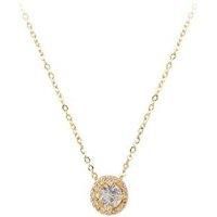 Gold Round Halo Crystal Necklace - Silver
