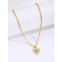 Gold Turquoise Heart Necklace - Silver