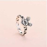 Silver Tone Mickey Adjustable Open Ring