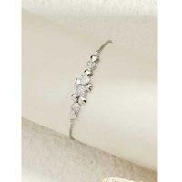 Silver Four-Leaf Heart Crystal Bracelet