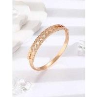 Hinged Love Bangle Crystal Heart Shapes - Silver