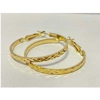 Set Of 2 Gold Sparkle Cut Hoop Earrings - Silver