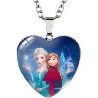 Frozen Elsa Anna Heart-Shaped Necklace - Silver