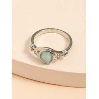 Oval Turquoise Gemstone Ring 5 Sizes - Silver