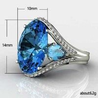 Blue Oval Zircon Crystal Ring4 Sizes