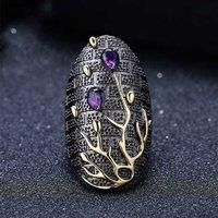 Tungsten Tree Gemstone Ring 3 Sizes - Purple