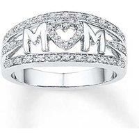Mom Crystal Band Silver Ring 4 Sizes
