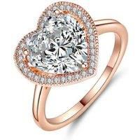 Heart-Shaped Crystal Ring Rose Gold