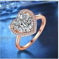 Heart-Shaped Crystal Ring Rose Gold