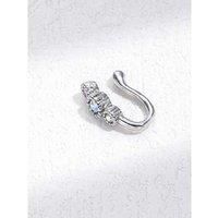 Three Crystal Nose Clip Body Jewellery - Silver