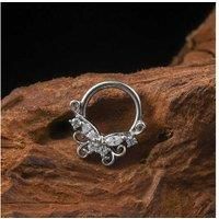 Butterfly Crystal Gemstone Nose Clip - Silver