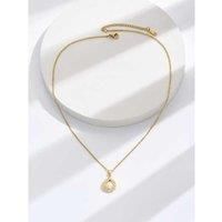 Leaf Shaped Pearl Crystal Gold Necklace - Silver