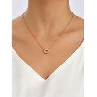 Crystal Clear Diamond Round Necklace - Silver