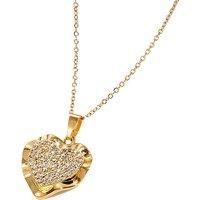 Crystal Heart Shaped Gold Necklace - Silver