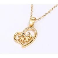 Heart-Shaped Mum Crystal Gold Necklace - Silver