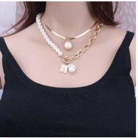 Gold Pearl Chunky Chain Choker Necklace - Silver