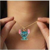 Lilo & Stitch Enamel Gold Tone Necklace - Blue