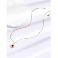 Red Ruby Crystals Gold Tone Necklace