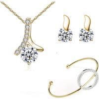 Necklace Bangle Earrings Tri-Set - Silver