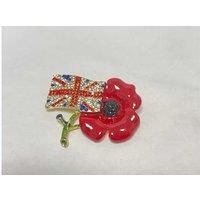 Red Flower Diamantes Uk Flag Pins