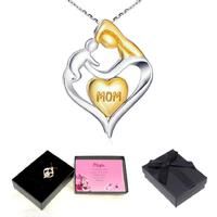 Mother And Child Necklace + Message Box - Silver