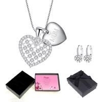 Necklace And Earrings Set + Message Box - Silver