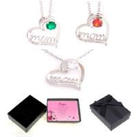 Mum Heart-Shaped Crystal Necklace + Box - Green