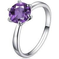 Amethyst Zircon Crystal 6 Prong Ring - Purple