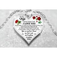 To My Wife Heart-Shaped Silver Necklace - Red