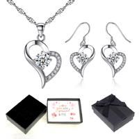 Necklace & Earrings With Message Box - Silver