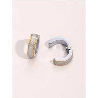 Two Tone Crystal Stud Earrings Clip Cuff - Silver