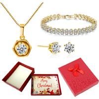 Necklace, Earrings And Bracelet+Xmasbox - Silver