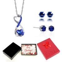 Blue Necklace And Earrings Set-Xmas Box