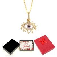 Diamond Eye Necklace In Gold-Xmas Box - Silver