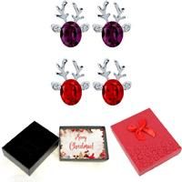 Two Pairs Earrings-Red/Purple-Xmas Box