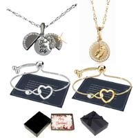 Necklace & Heart Bracelet Set-Xmas Box - Silver