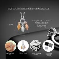 S925 Sterling Silver Three Tone Harmony Leaf Necklace