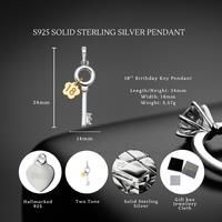 S925 Sterling Silver Eighteen'S Embrace Key Pendant Necklace