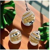 S925 Sterling Silver Golden Ridge Necklace & Earrings Set